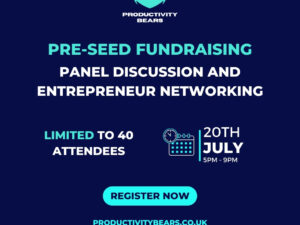 Poster with details on the panel discussion on pre-seed fundraising